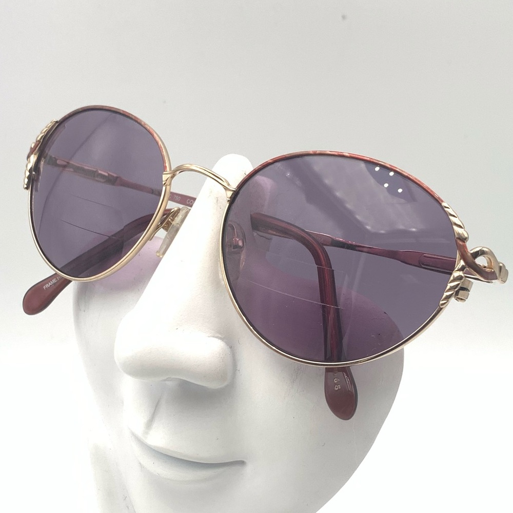 Vintage Silver Dollar Brown Gold Oval Sunglasses Frames TC750 - Picture 3 of 6